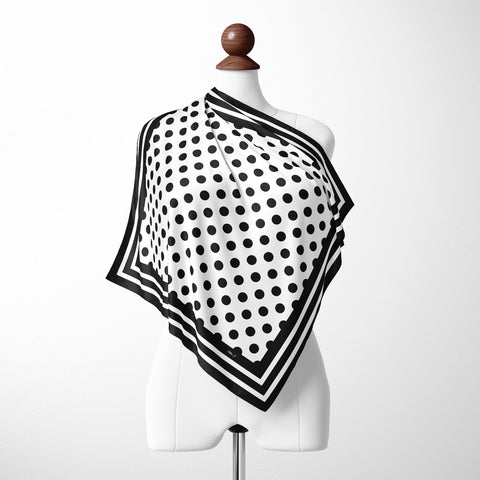 Ladies Black Spot Silk Scarf